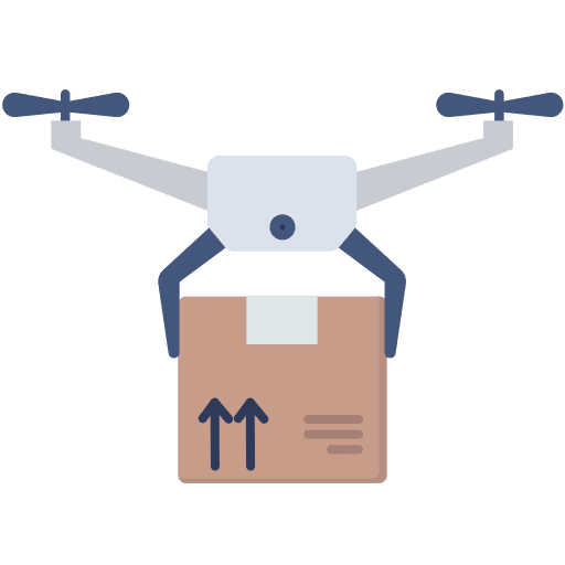 Drone delivery package shipping and delivery fly icon