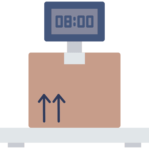 Weight scale cardboard package icon