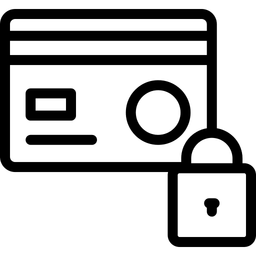 Credit card lock card padlock icon