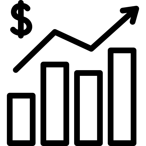 Chart up increase business and finance stats icon