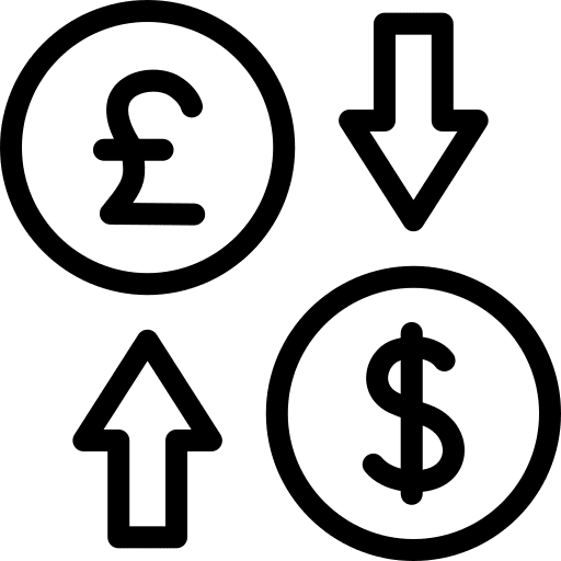 Currency exchange pound money exchange business and finance icon