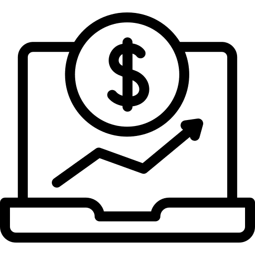 Laptop growth dollar report icon