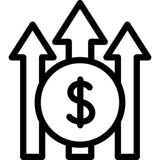 Profit dollar arrows up increase icon