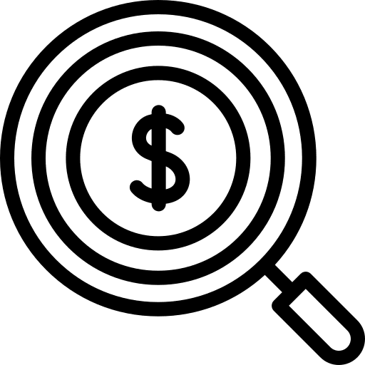 Search crowdfunding currency business and finance icon