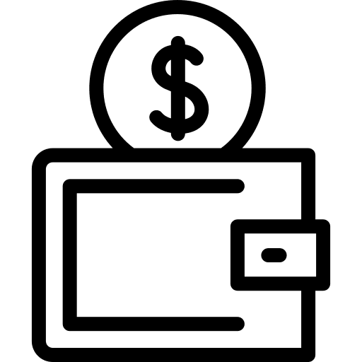 Wallet dollar cash money icon