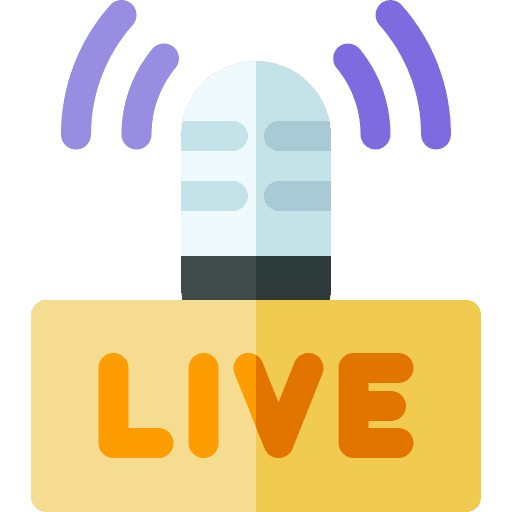Live broadcast podcast microphone icon Live broadcast podcast microphone icon