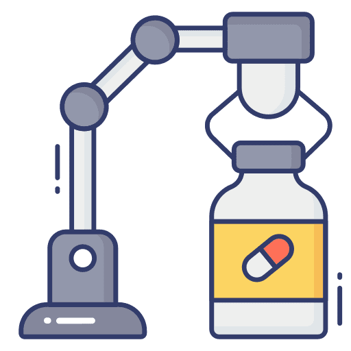 Medicine industry robotic arm medicine icon