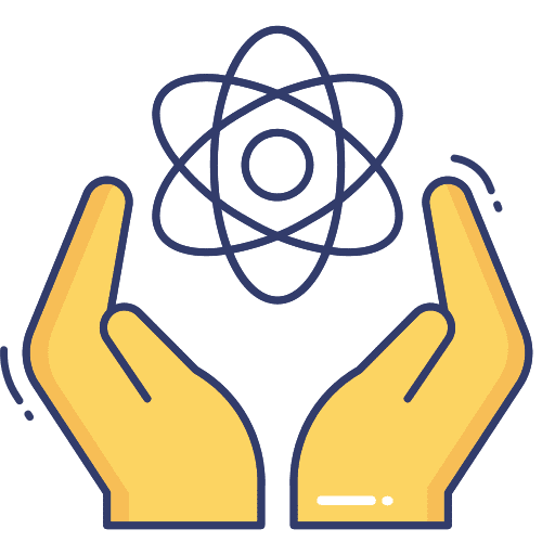 Atom chemistry atom hand icon