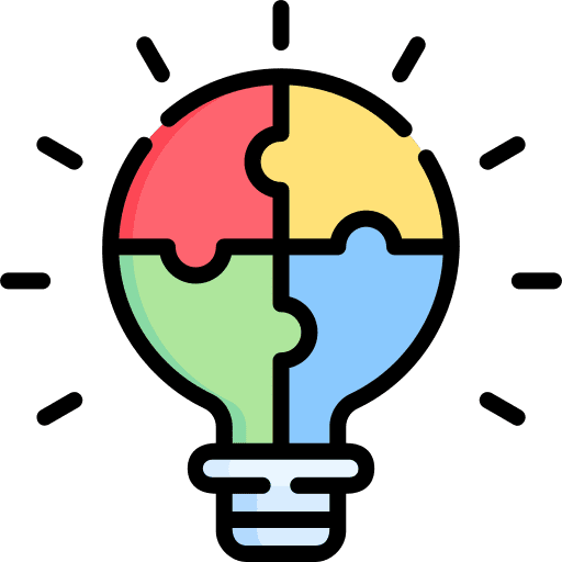 Puzzle idea light bulb problem solving icon