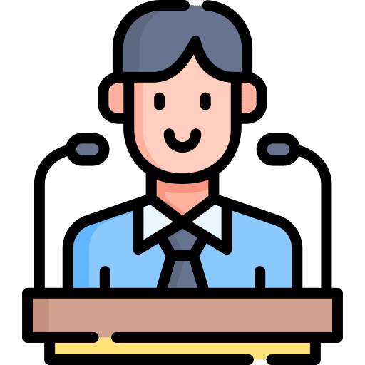 Speech user leadership black hair icon Speech user leadership black hair icon