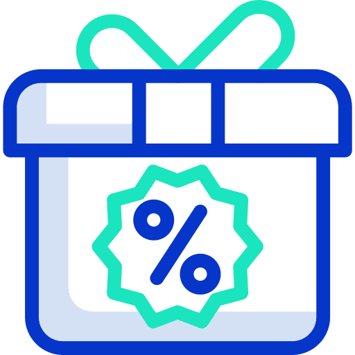 Discount commerce and shopping box gift icon