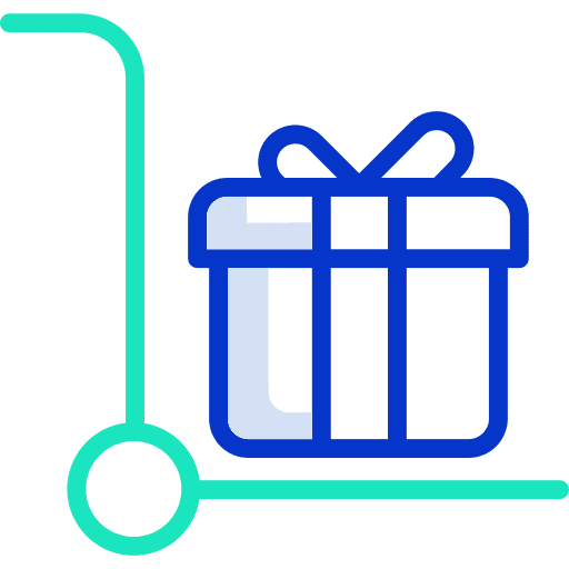 Trolley birthday and party shipping and delivery present icon