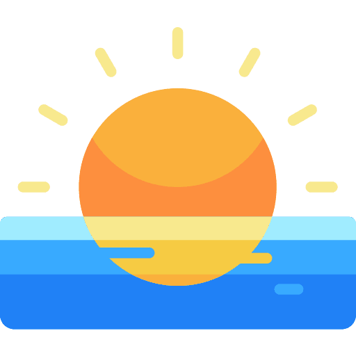 Sunrise sun travel beach icon