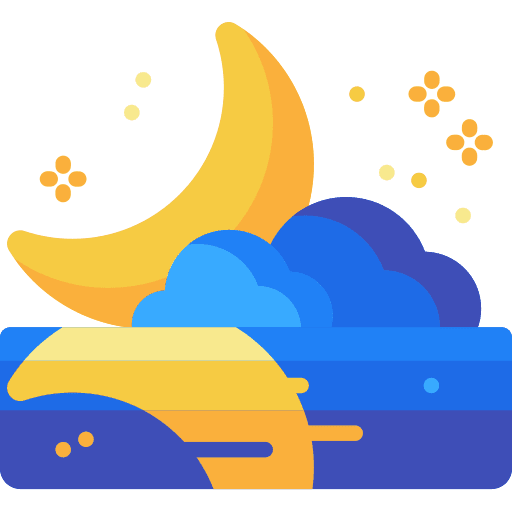 Night weather lagoon mountains icon