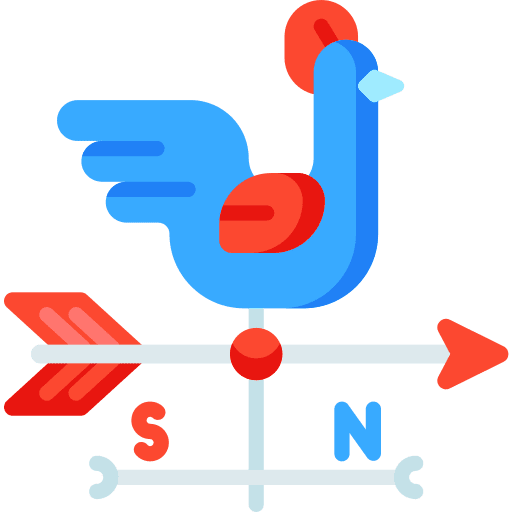 Weathercock farming and gardening wind vane icon