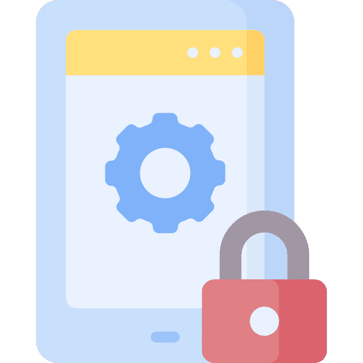 Web maintenance electronics padlock gear icon Web maintenance electronics padlock gear icon