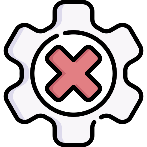 Settings no sign rejected prohibited icon Settings no sign rejected prohibited icon