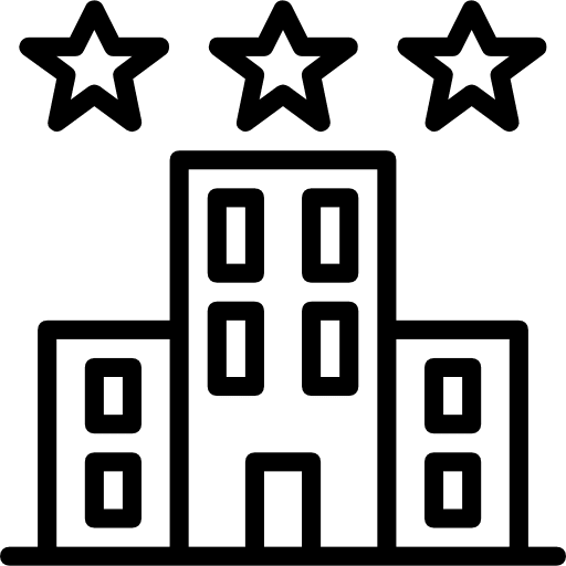 Hotel hostel holidays buildings icon