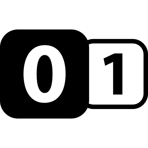 Zero to one binary interface symbol with two numbers in rounded squares one basic icons numbers icon