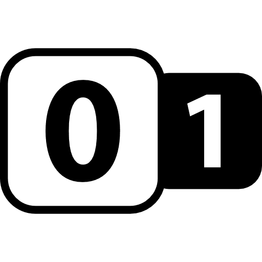 Zero to one number symbol squares icon