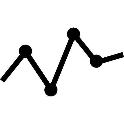 Analysis of business statistics in a line graphic with points points analytics graphic icon