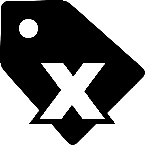 No discount commercial interface symbol of a label with a cross commerce label tag icon