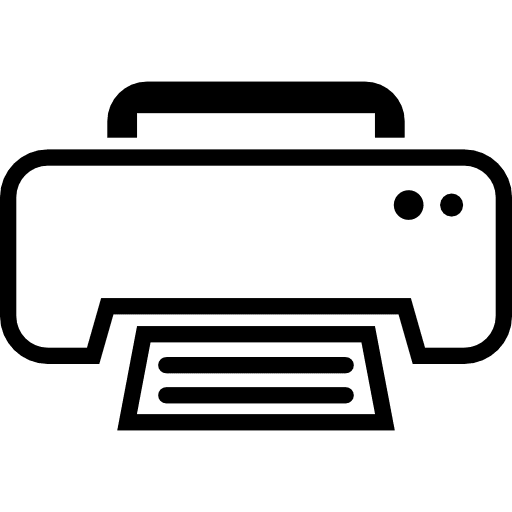 White print outline interface symbol for print button outline symbol tool icon