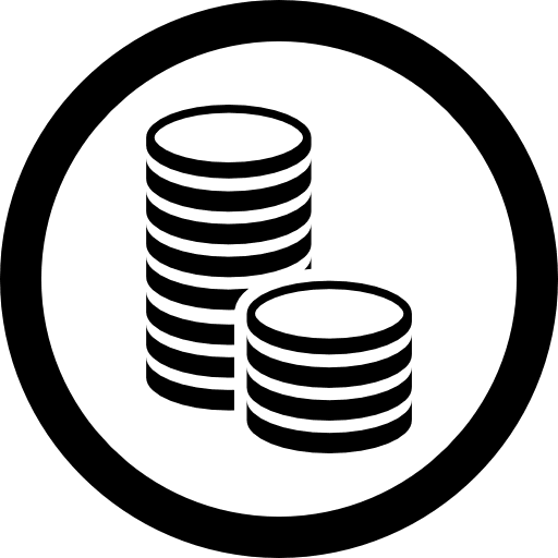 Coins stacks in a circle circle money stacked icon