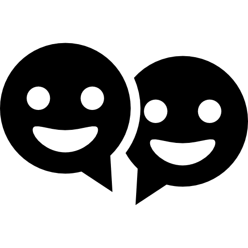 Speech bubbles couple of smiling circular faces chats smile speech bubbles icon