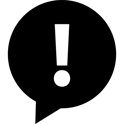 Conversation speech bubble with exclamation sign inside circle sign basic icons icon
