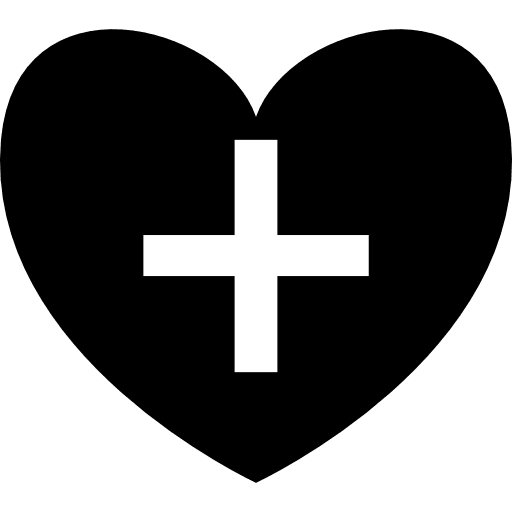 Positive heart symbol shape with plus sign positive heart symbol icon