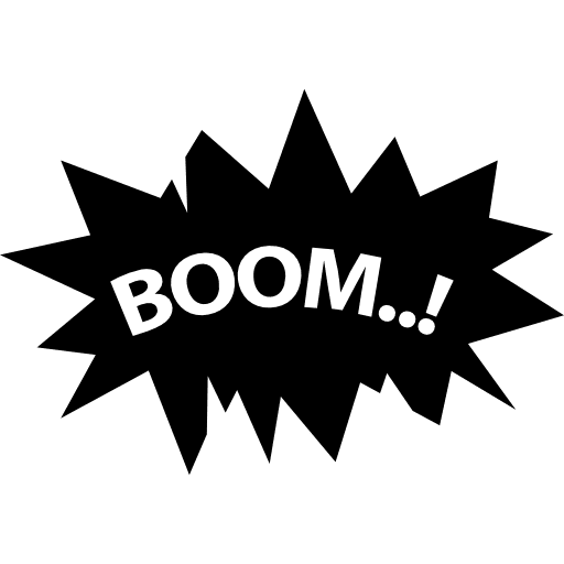 Boom sound boom sign icon