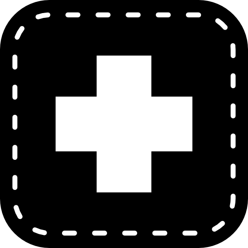Medical cross symbol in a rounded square symbol medical rounded icon