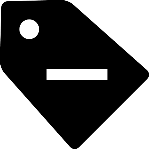 Reduction discounts commercial interface sign of a black label with minus sign basic icons label commerce icon