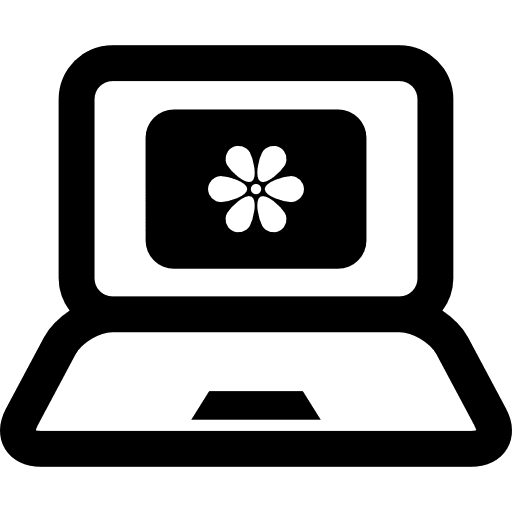 Laptop with a photo on screen basic icons tools and utensils laptops icon