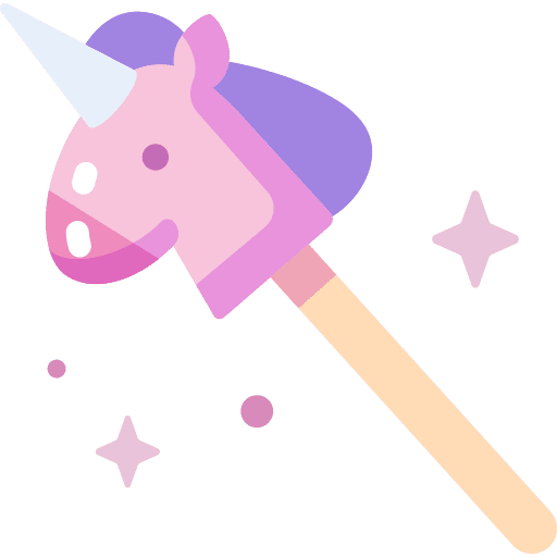 Toy unicorn hobby horse stick icon Toy unicorn hobby horse stick icon