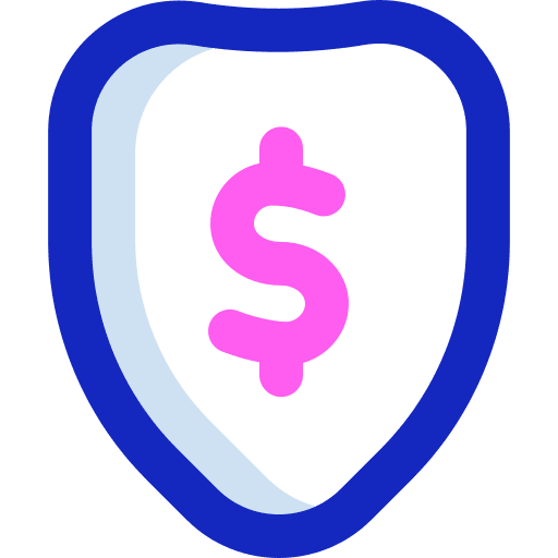 Insurance shield security dollar icon