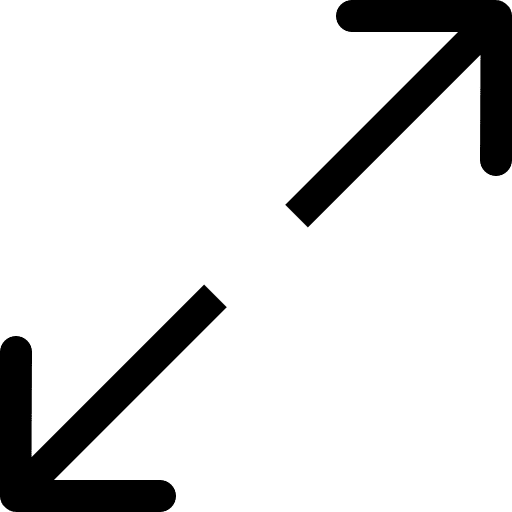 Expanding two opposite arrows diagonal symbol of interface expanding big mug line arrows icon