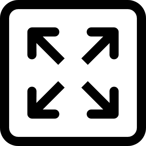 Full screen interface symbol of four arrows in square button full screen visualization four arrows icon