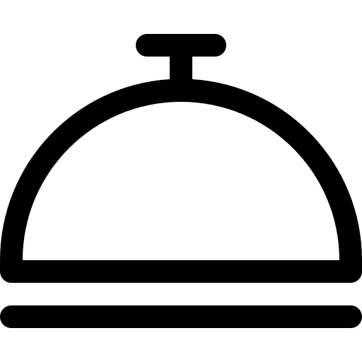 Tool outline of hotel reception or covered food tray reception food covered icon
