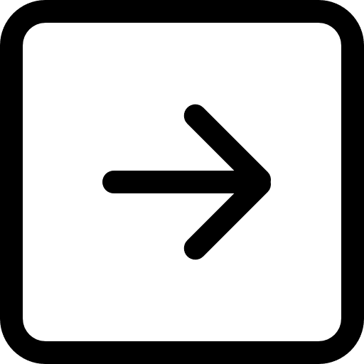 Right arrow square button symbol big mug line arrow square icon