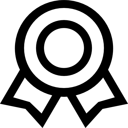 Circular outlined badge with ribbon recognition prize symbol outlined badges recognition icon