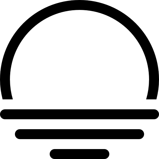 Weather interface symbol of a semicircle on three lines perspective big mug line fog sunset icon