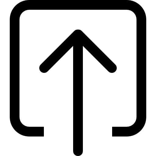 Up arrow into square arrow big mug line arrows icon