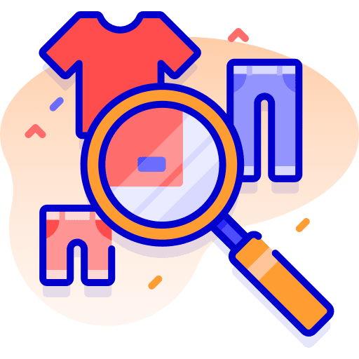 Search fashion clothing magnifying glass icon