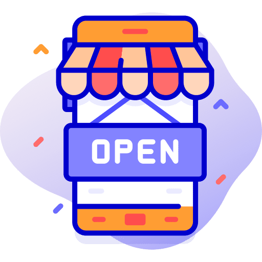 Open commerce and shopping shop smartphone icon Open commerce and shopping shop smartphone icon
