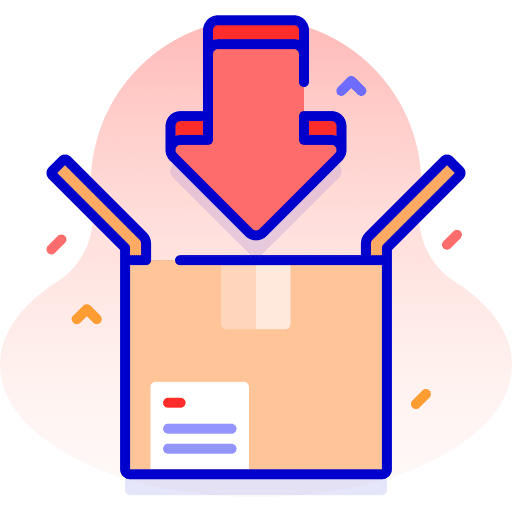 Shipping collect down arrow commerce and shopping icon Shipping collect down arrow commerce and shopping icon