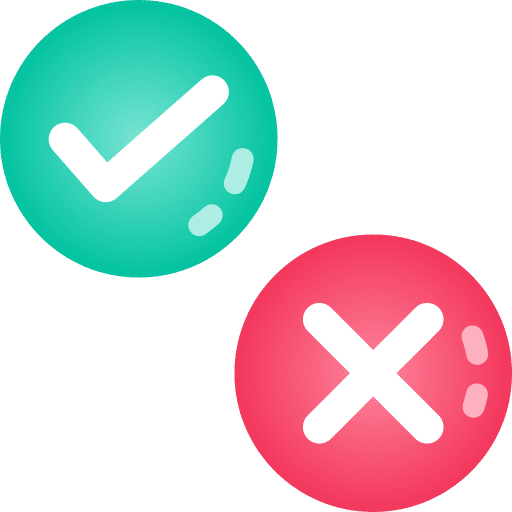 Decision making good bad yes or no true false icon