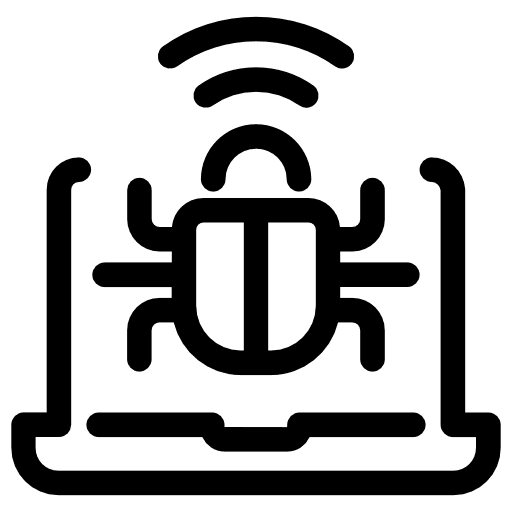 Laptop bug electronic computing icon