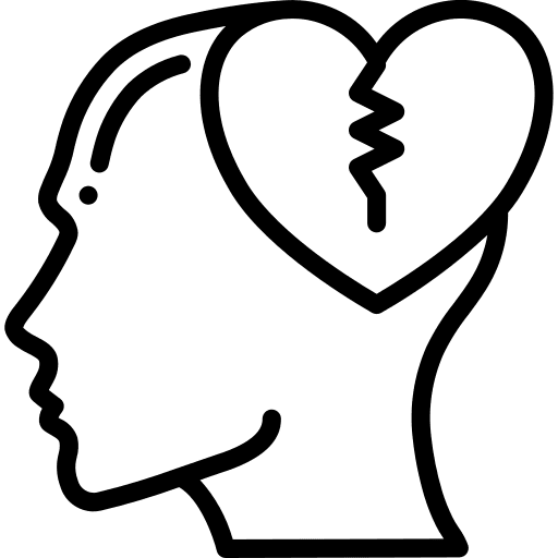 Broken heart thinking broken heart mind icon